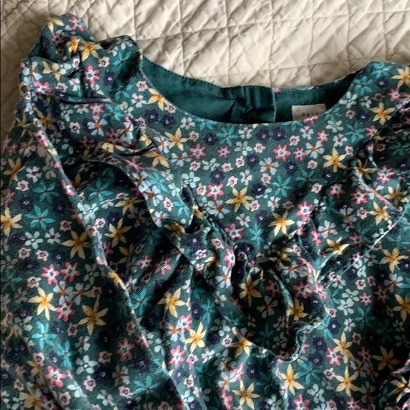 Green floral fall winter dress baby gap 2T - Picture 2 of 4